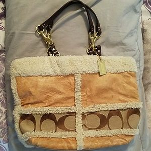 Coach leather with fleece